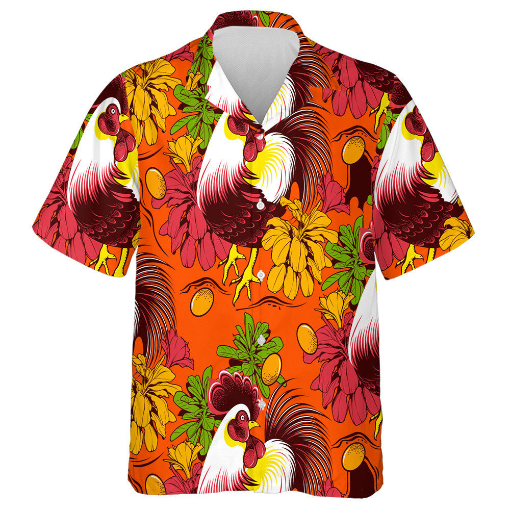 Beautiful Feathers Chicken With Gold Egg And Flower Hawaiian Shirt, Hawaiian Shirt Gift, Christmas Gift