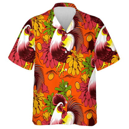Beautiful Feathers Chicken With Gold Egg And Flower Hawaiian Shirt, Hawaiian Shirt Gift, Christmas Gift