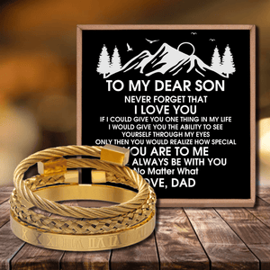 Dad To Son - Always Be With You Roman Numeral Bangle Weave Bracelets Set