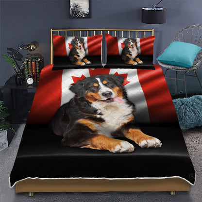 Bernese Mountain Dog Quilt Bedding Set Canadian Flag Bedroom Set Bedlinen 3D,Bedding Christmas Gift,Bedding Set Christmas