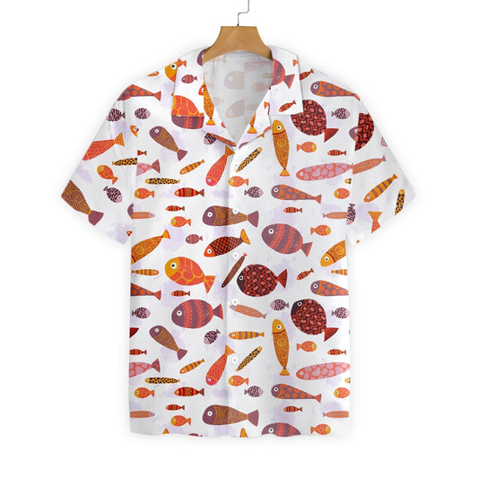 Fish Pattern V3 With White Background Design Hawaiian Shirt, Hawaiian Shirt Gift, Christmas Gift