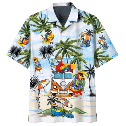Faint Parrot On Beach Design Hawaiian Shirt, Hawaiian Shirt Gift, Christmas Gift