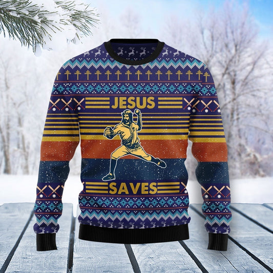 Baseball Jesus Save Ugly Christmas Sweater,Christmas Ugly Sweater,Christmas Gift,Gift Christmas 2024