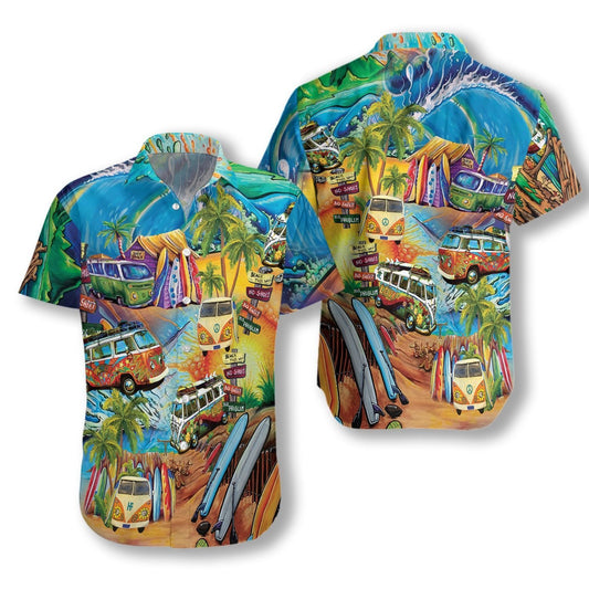 Hippie Bus Discover The World Lovely Design Hawaiian Shirt, Hawaiian Shirt Gift, Christmas Gift