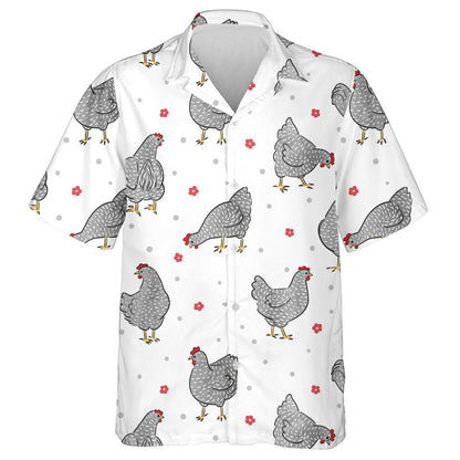 Chicken Hen With Red Crest And Small Flower Hawaiian Shirt, Hawaiian Shirt Gift, Christmas Gift