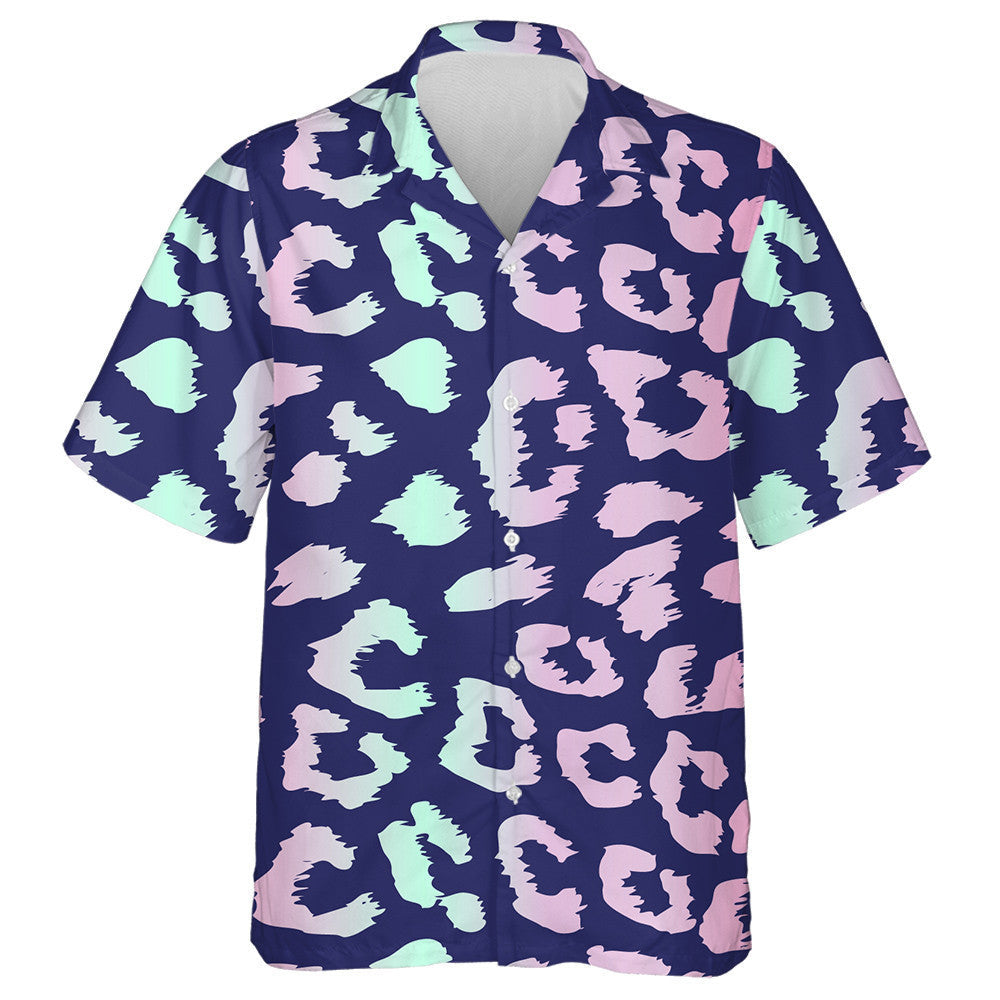 Leopard Design In Neon Blue And Pink Colors Hawaiian Shirt, Hawaiian Shirt Gift, Christmas Gift