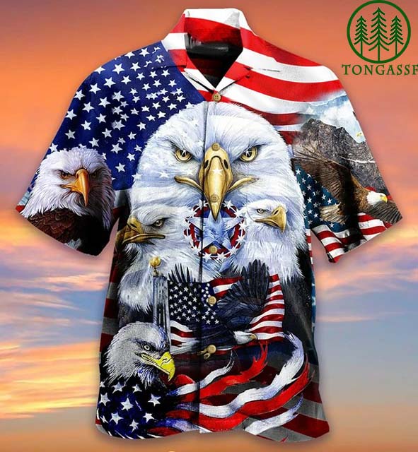 American Eagle and flag Hawaiian Shirt, Hawaiian Shirt Gift, Christmas Gift