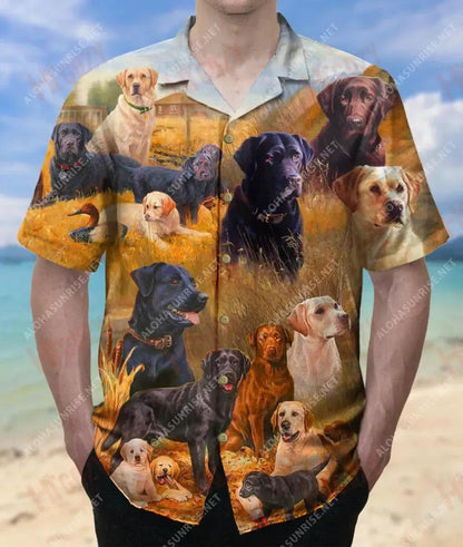 Happy Labrador Retriever Family Unisex Short Sleeve Shirt Ocean Hawaiian T Shirts Tactical Hawaiian Shirt Hawaiian Shirts For Women, Hawaiian Shirt Gift, Christmas Gift