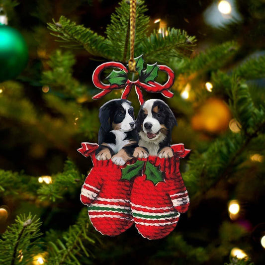 Bernese Mountain Inside Your Gloves Christmas Holiday-Two Sided Christmas Plastic Hanging Ornament, Christmas Ornament Gift, Christmas Gift, Christmas Decoration
