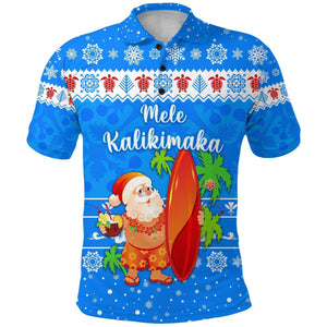 (Custom Personalised) Hawaii Christmas Polo Shirt Santa Claus Surfing Simple Style, Hawaiian Shirt Gift, Christmas Gift