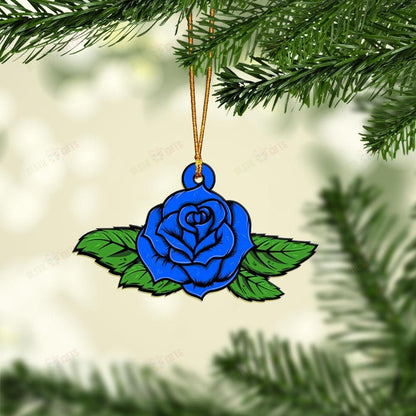 Blue Rose Mica Ornament, Christmas Ornament Gift, Christmas Gift, Christmas Decoration