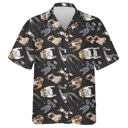 Funny Cartoon Dogs And Puppies Characters Hawaiian Shirt,Hawaiian Shirt Gift, Christmas Gift