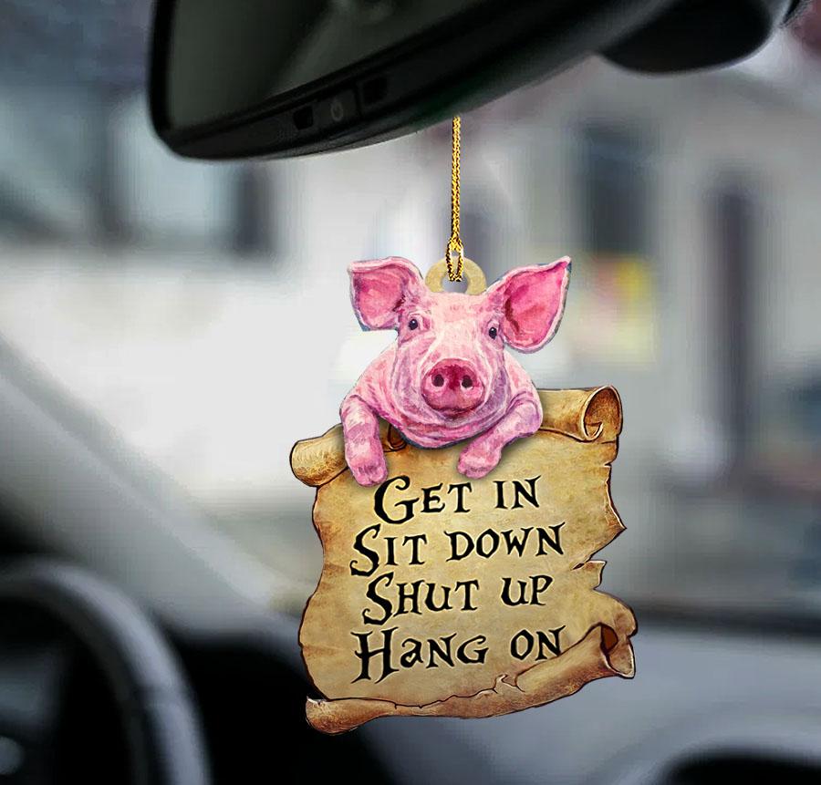 Pig get in pig lover two sided ornament, auto hanging ornaments, Christmas Decoration