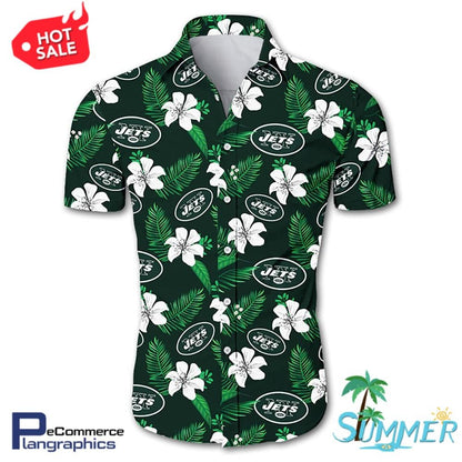 New York Jets Hawaiian Aloha Shirt Hawaiian Shorts Beach Short Shirt, Hawaiian Shirt Gift, Christmas Gift