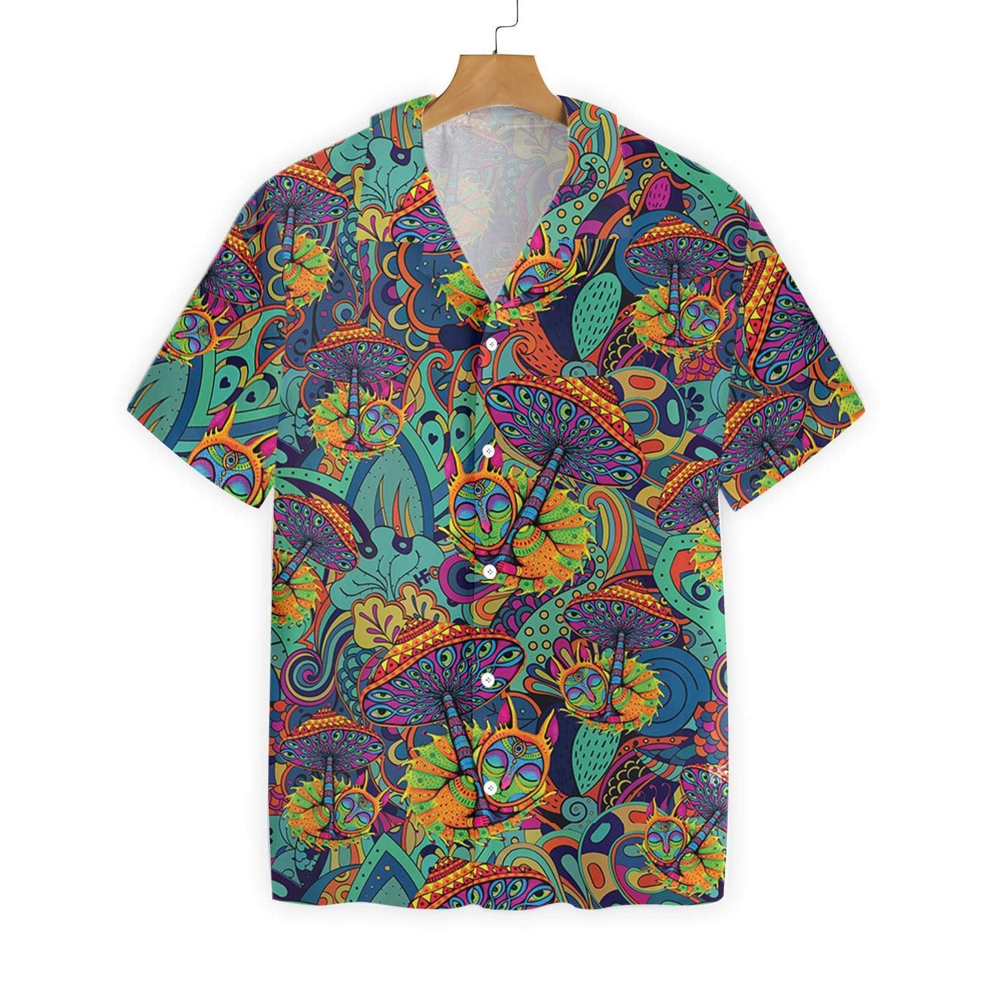 Mushroom Hippie Appealing Design Vivid Color Hawaiian Shirt,Hawaiian Shirt Gift, Christmas Gift