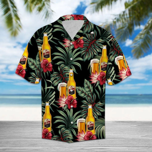 Beer Tropical Palm Leaves Summer Vacation Themed Hawaiian Shirt, Hawaiian Shirt Gift, Christmas Gift