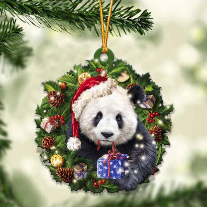 Panda And Christmas Gift For Her Gift For Him Gift For Panda Lover Ornament, Christmas Gift,Christmas Decoration