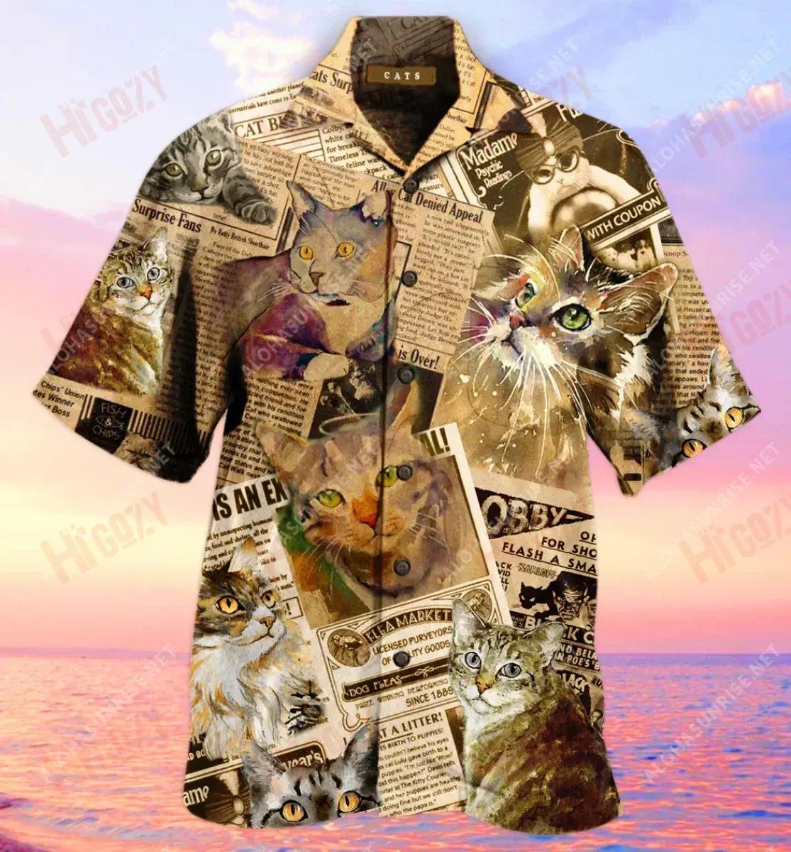 Wanted Dead Or Alive Cats Unisex Hawaiian Shirt Summer Short Sleeve Best Hawaiian Shirts Hawaiian Shirt Pattern, Hawaiian Shirt Gift, Christmas Gift
