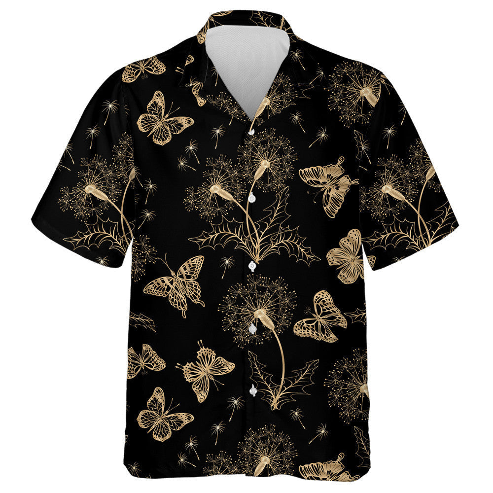Theme Butterflies And Dandelions Of Gold Hawaiian Shirt,Hawaiian Shirt Gift, Christmas Gift