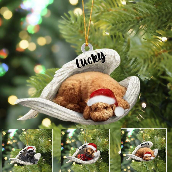 Personalized Poodle Sleeping Angel Christmas Flat Acrylic Dog Ornament Memorial Dog Gift,Christmas Gift,Christmas Decoration