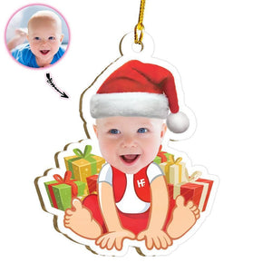 Baby Wear Noel Hat Christmas Custom Ornament, Christmas Ornament Gift, Christmas Gift, Christmas Decoration