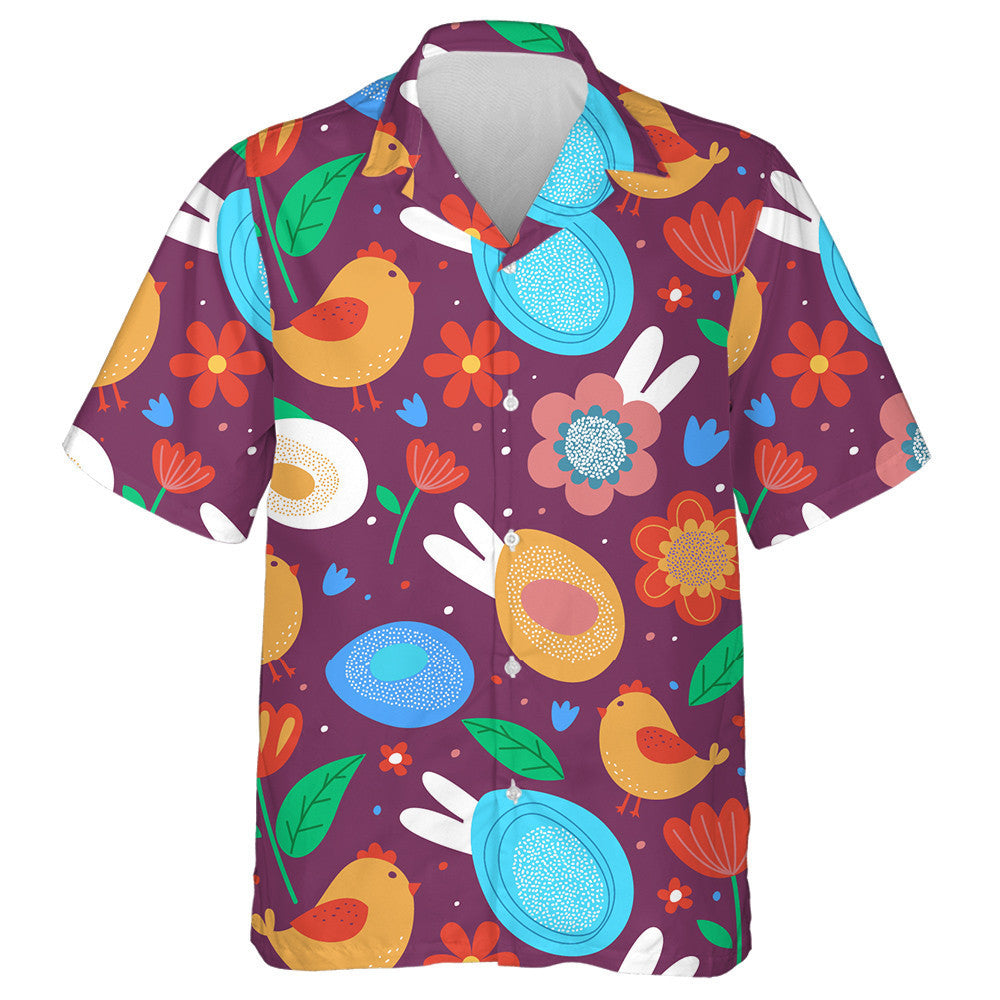 Eggs Chicks Flowers And Bunny Ears For Easter Hawaiian Shirt, Hawaiian Shirt Gift, Christmas Gift