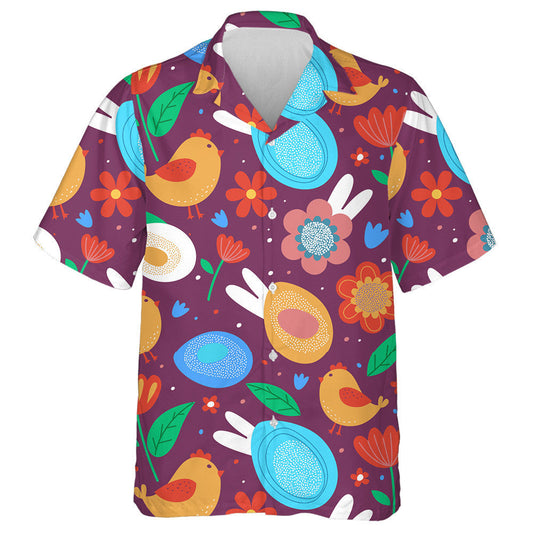 Eggs Chicks Flowers And Bunny Ears For Easter Hawaiian Shirt, Hawaiian Shirt Gift, Christmas Gift