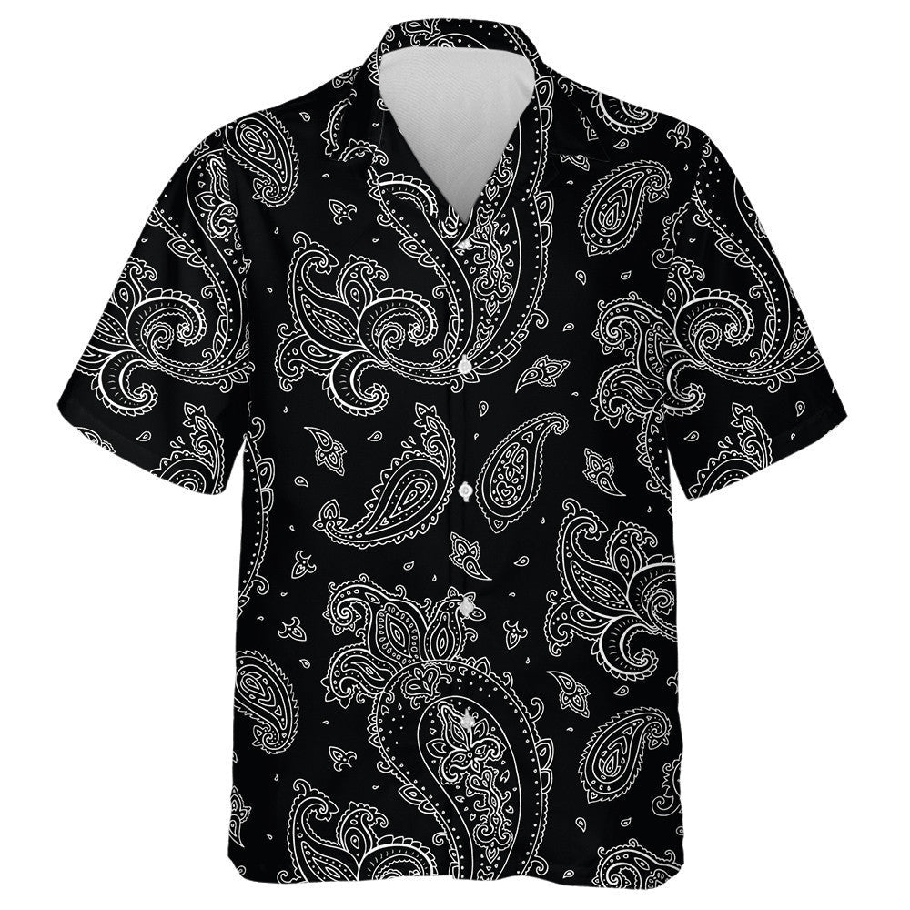 Hand Drawing Paisley Themed Pattern On Black Background Hawaiian Shirt, Hawaiian Shirt Gift, Christmas Gift