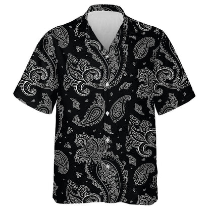 Hand Drawing Paisley Themed Pattern On Black Background Hawaiian Shirt, Hawaiian Shirt Gift, Christmas Gift