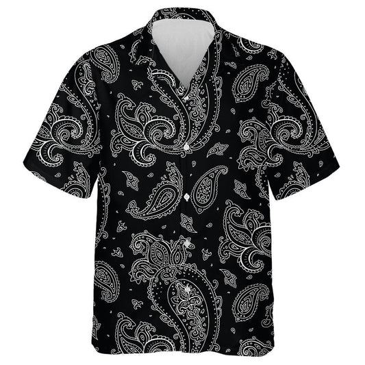 Hand Drawing Paisley Themed Pattern On Black Background Hawaiian Shirt, Hawaiian Shirt Gift, Christmas Gift