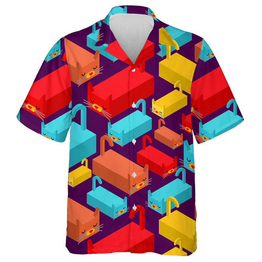 Animal Texture Geometric Cat Pet Background Hawaiian Shirt, Hawaiian Shirt Gift, Christmas Gift