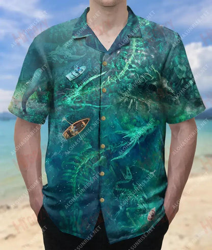 Dragon Bones Underwater Unisex Hawaiian Shirt Vacation Short Sleeve Best Hawaiian Shirts Hawaiian Shirts For Men, Hawaiian Shirt Gift, Christmas Gift
