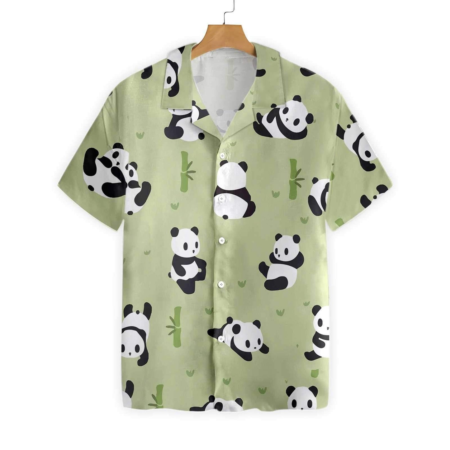 Panda Leaf On Medium Sea Green Design Hawaiian Shirt, Hawaiian Shirt Gift, Christmas Gift