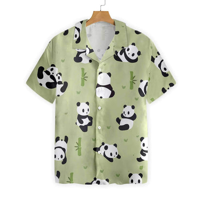 Panda Leaf On Medium Sea Green Design Hawaiian Shirt, Hawaiian Shirt Gift, Christmas Gift