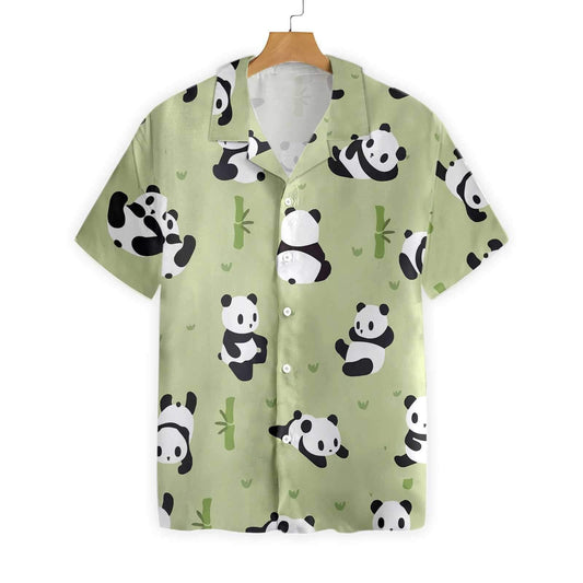 Panda Leaf On Medium Sea Green Design Hawaiian Shirt, Hawaiian Shirt Gift, Christmas Gift
