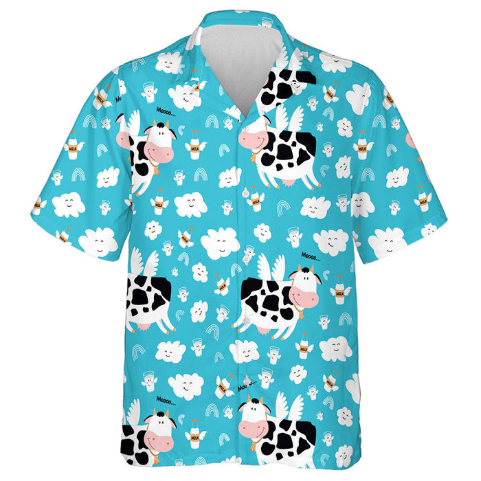 Adorable Flying Cow In The Blue Sky Hawaiian Shirt, Hawaiian Shirt Gift, Christmas Gift