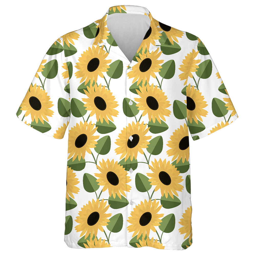 Hippie Yellow Sunflower And Green Leaves Shape Design Hawaiian Shirt , Hawaiian Shirt Gift, Christmas Gift
