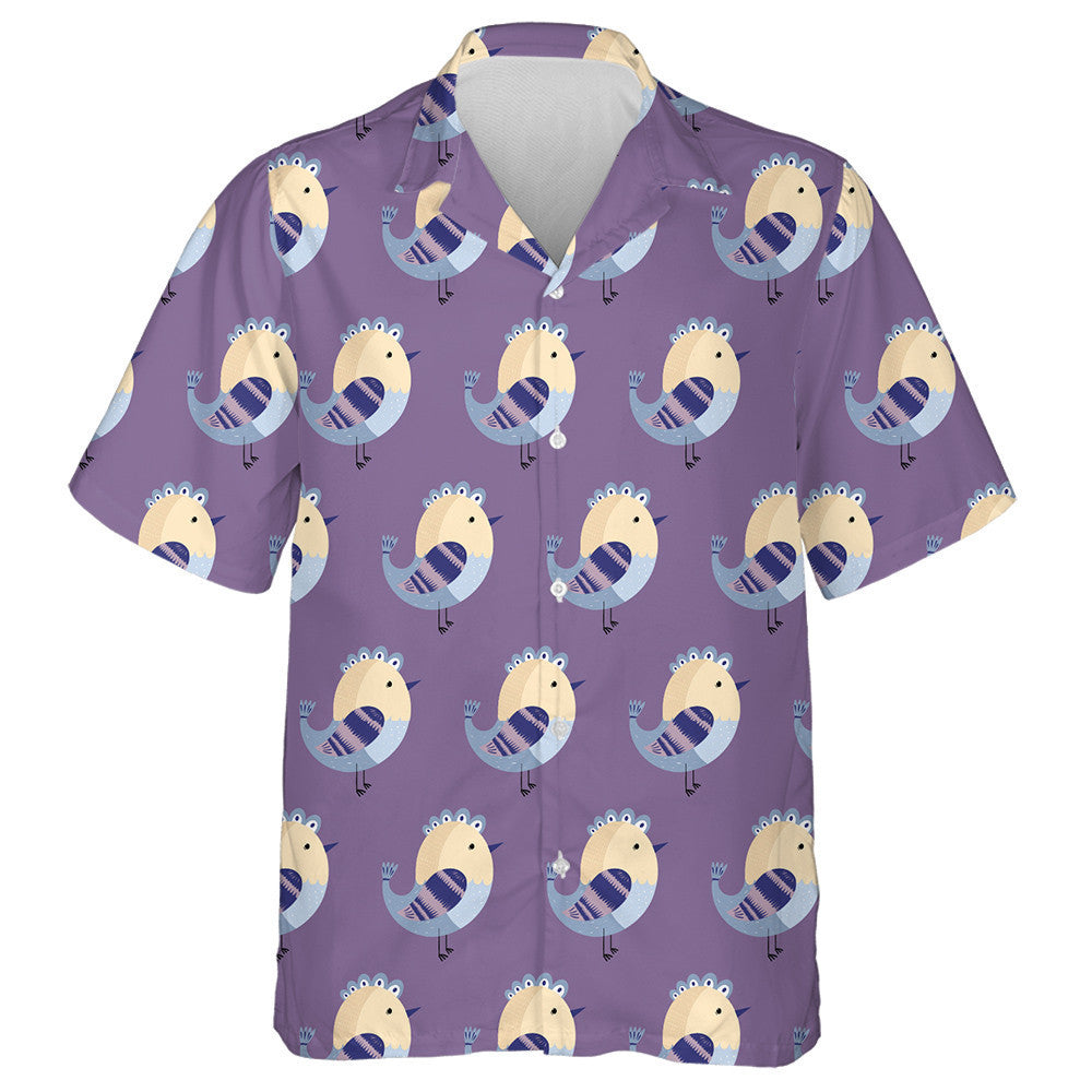Funny Chicken On Purple Background Hawaiian Shirt,Hawaiian Shirt Gift, Christmas Gift