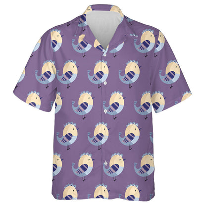 Funny Chicken On Purple Background Hawaiian Shirt,Hawaiian Shirt Gift, Christmas Gift