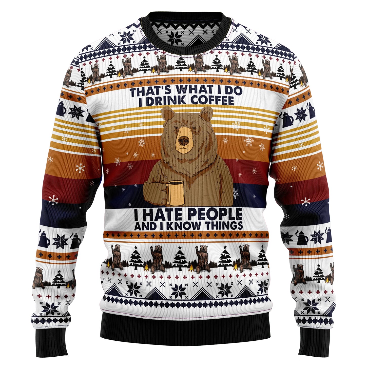 Bear Coffee Ugly Christmas Sweater, Christmas Ugly Sweater,Christmas Gift,Gift Christmas 2024