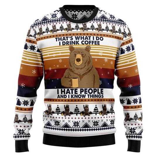 Bear Coffee Ugly Christmas Sweater, Christmas Ugly Sweater,Christmas Gift,Gift Christmas 2024