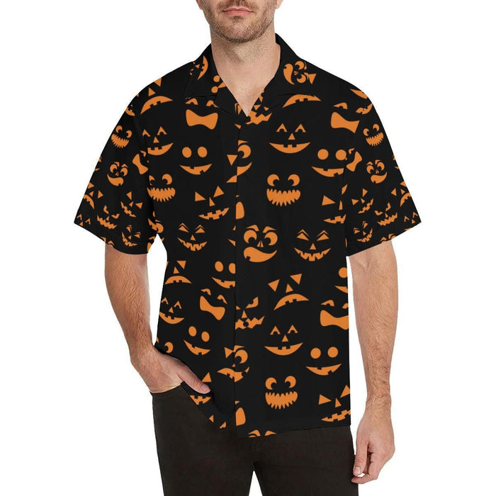 Funny Facial Expressions Halloween Pattern Hawaiian Shirt,Hawaiian Shirt Gift, Christmas Gift