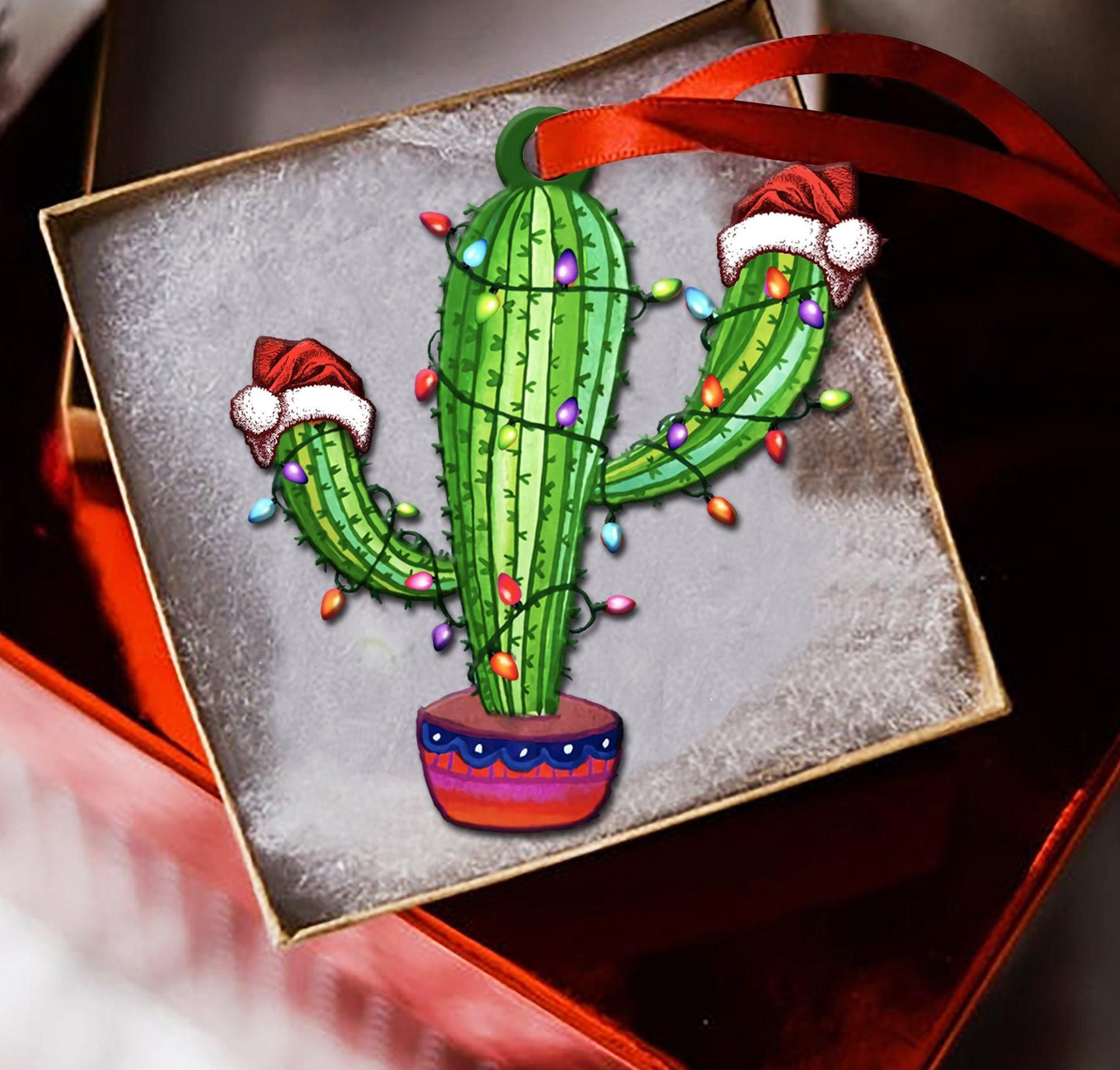 Cactus Christmas Shape Ornament, Happy Christmas Ornament, Christmas Gift, Christmas Decoration