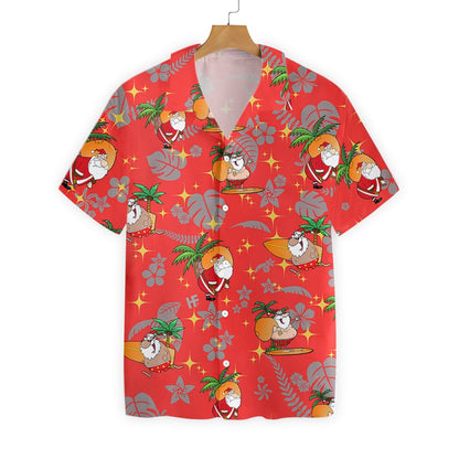 Frohe Weihnachten Weihnachtsmann Rotes Muster Design Hawaiihemd, Hawaiihemd Geschenk, Weihnachtsgeschenk
