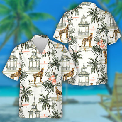 Tropical Exotic Flower Orchid And Leopard Hawaiian Shirt,Hawaiian Shirt Gift, Christmas Gift