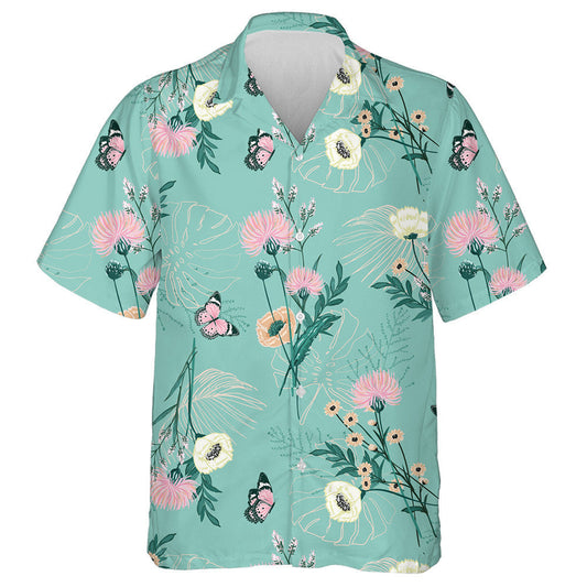 Trendy Pastel Variety Of Garden Flowers And Butterflies Hawaiian Shirt, Hawaiian Shirt Gift, Christmas Gift