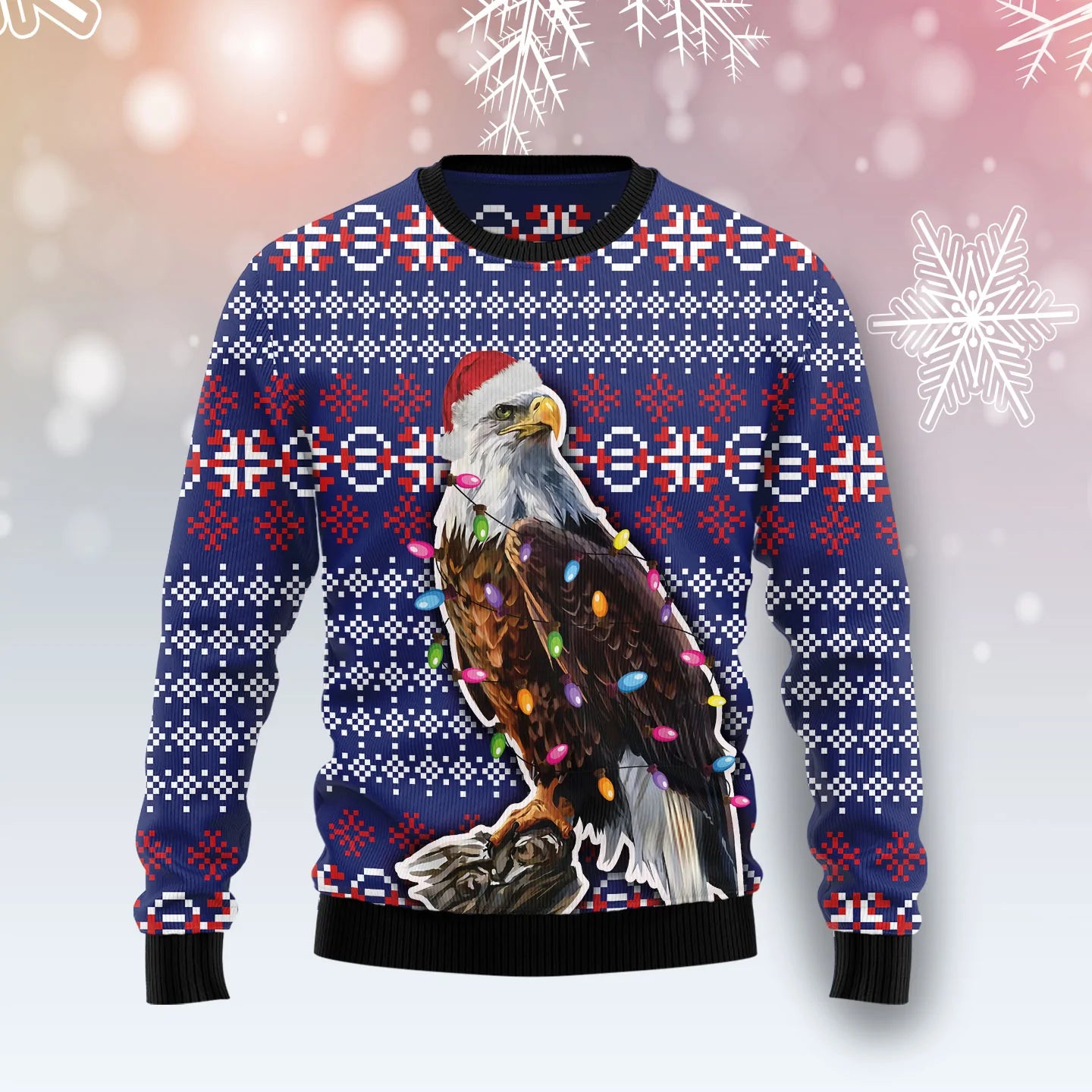 Eagle Christmas Light unisex womens & mens, couples matching, friends, funny family ugly christmas holiday sweater gifts , Christmas Ugly Sweater