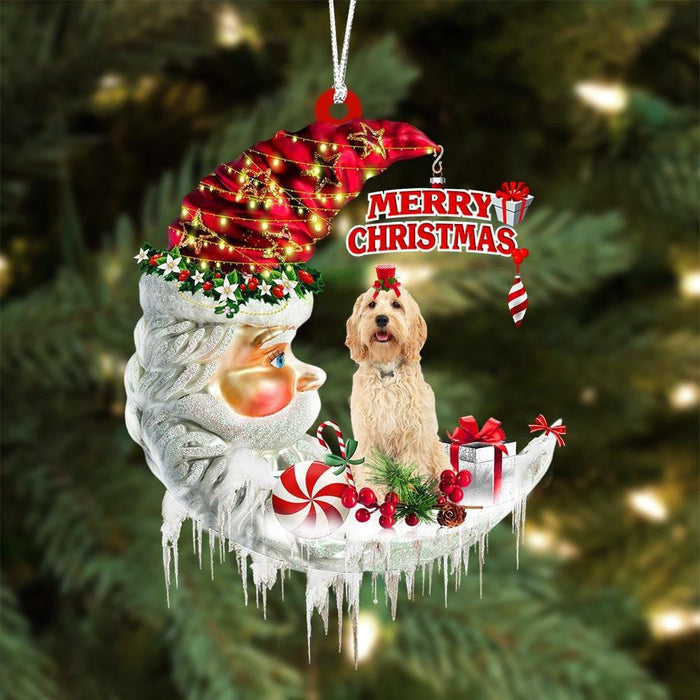 Cockapoo On The Moon Merry Christmas Hanging Ornament Flat Acrylic Dog Ornament,Christmas Gift,Christmas Decoration