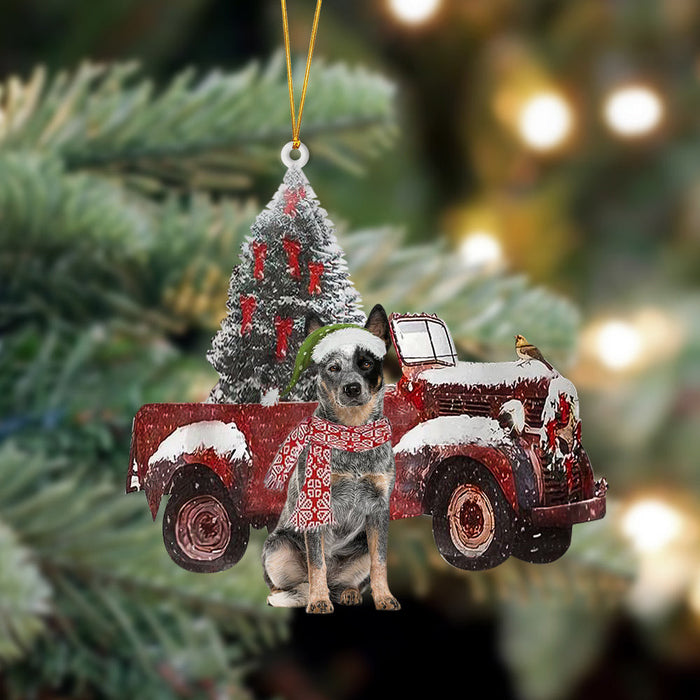 Australian Cattle Dog-Christmas Truck Two Sided Christmas Plastic Hanging Ornament, Christmas Ornament Gift, Christmas Gift, Christmas Decoration