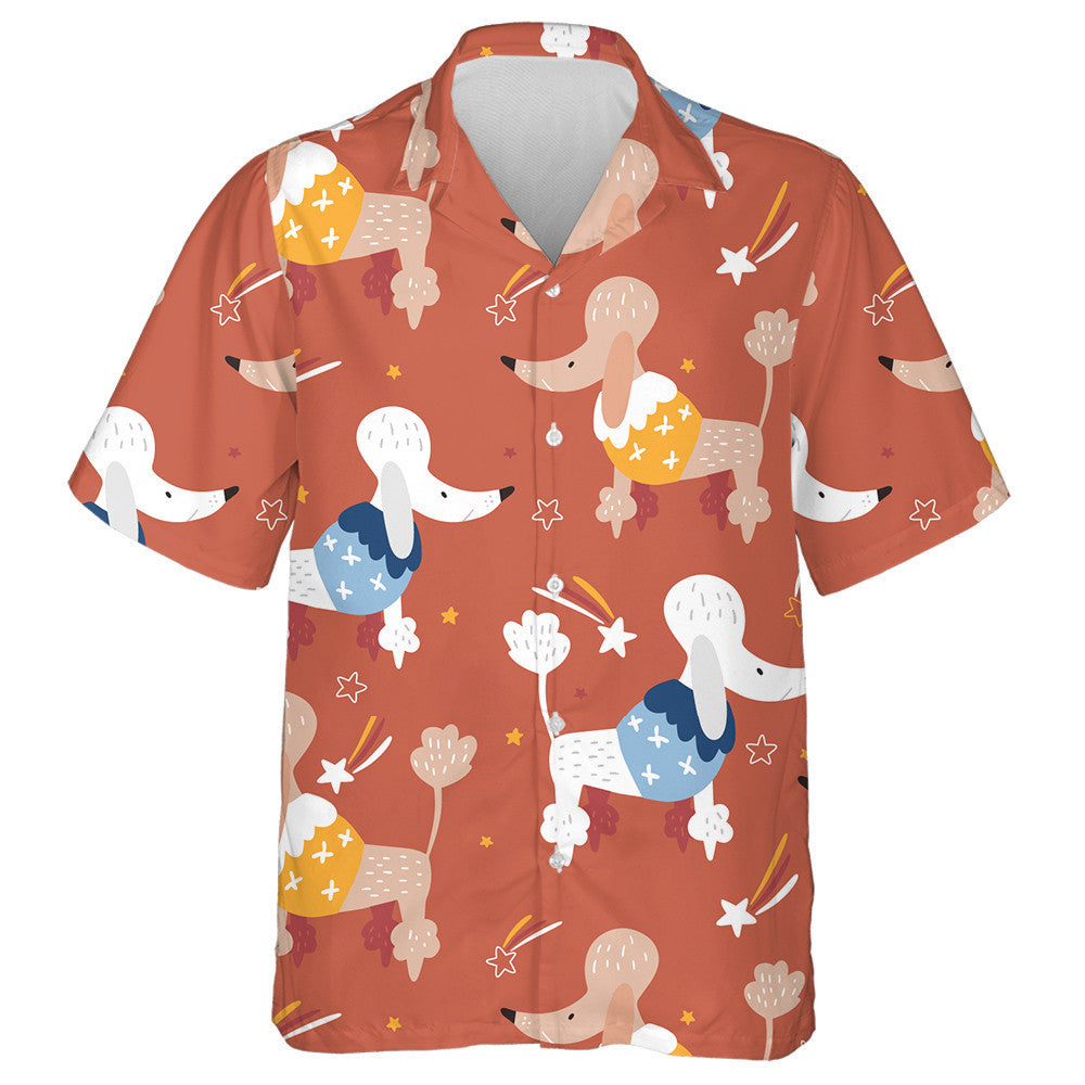 Cartoon Poodle Dog Meteor And Star Hawaiian Shirt, Hawaiian For Gift